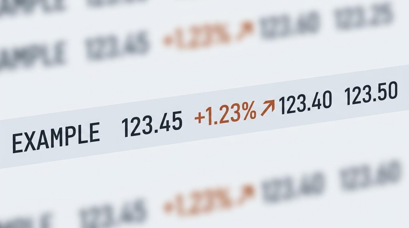 Nahaufnahme einer beispielhaften Kurszeile mit Preis, Veränderung und Geld-Brief-Spanne